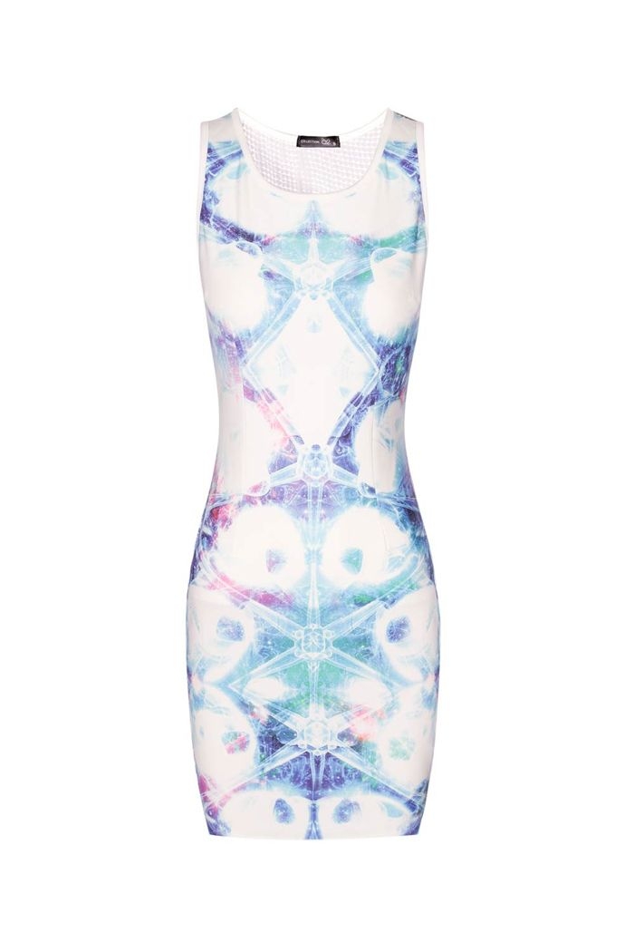 Vestido fiesta Ajustado estampado malla escote espalda